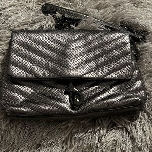 Rebecca Minkoff Edie Quilted Leather Crossbody Bag Gunmetal chain strap